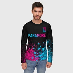 Лонгслив мужской Paramore - neon gradient: символ сверху, цвет: 3D-принт — фото 2