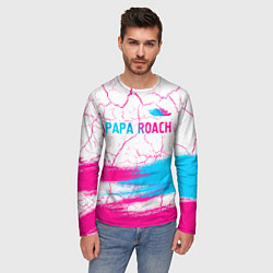 Лонгслив мужской Papa Roach neon gradient style: символ сверху, цвет: 3D-принт — фото 2