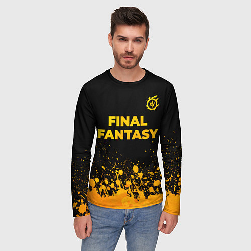 Мужской лонгслив Final Fantasy - gold gradient: символ сверху / 3D-принт – фото 3