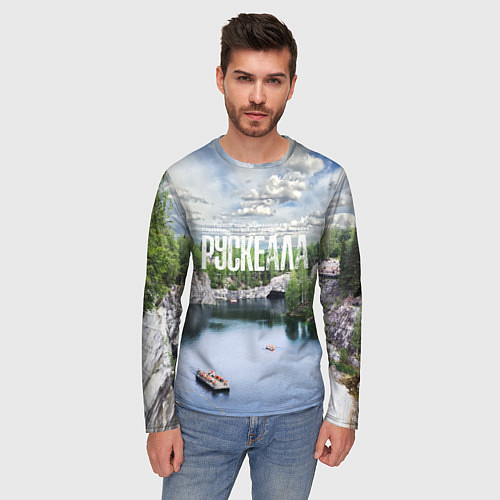 Мужской лонгслив Карелия горный парк Рускеала / 3D-принт – фото 3