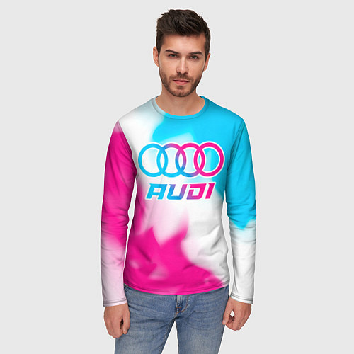 Мужской лонгслив Audi neon gradient style / 3D-принт – фото 3