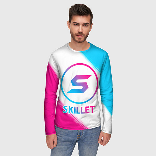 Мужской лонгслив Skillet neon gradient style / 3D-принт – фото 3