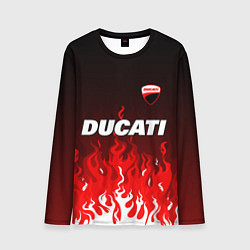 Лонгслив мужской Ducati- красное пламя, цвет: 3D-принт