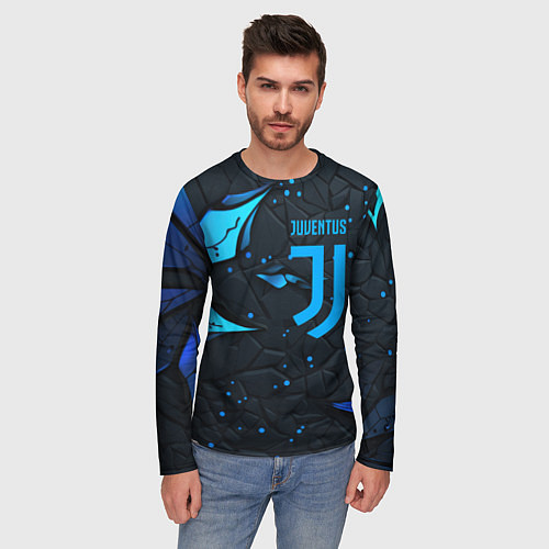 Мужской лонгслив Juventus abstract blue logo / 3D-принт – фото 3