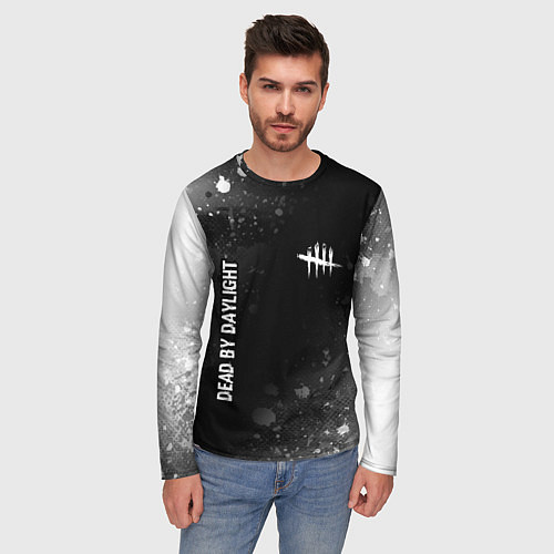 Мужской лонгслив Dead by Daylight glitch на темном фоне: надпись, с / 3D-принт – фото 3