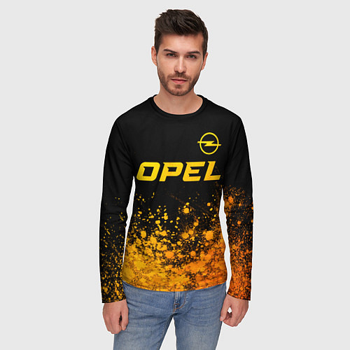 Мужской лонгслив Opel - gold gradient: символ сверху / 3D-принт – фото 3