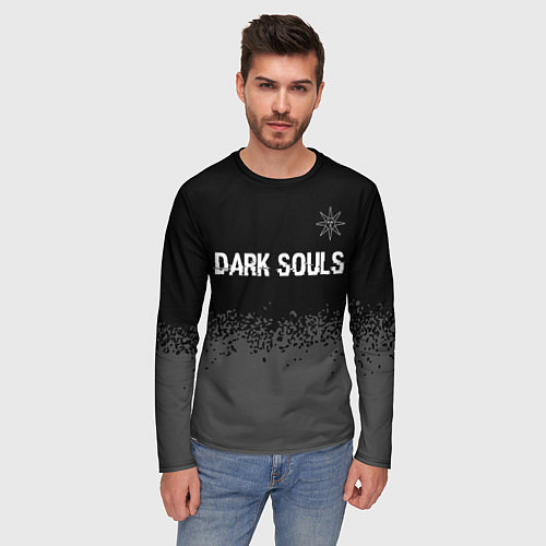 Мужской лонгслив Dark Souls glitch на темном фоне: символ сверху / 3D-принт – фото 3