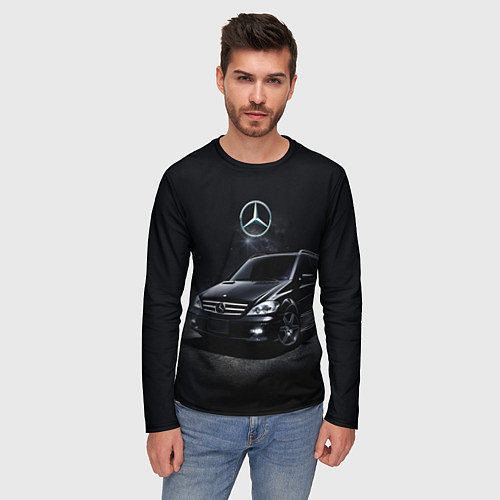 Мужской лонгслив Mercedes black / 3D-принт – фото 3