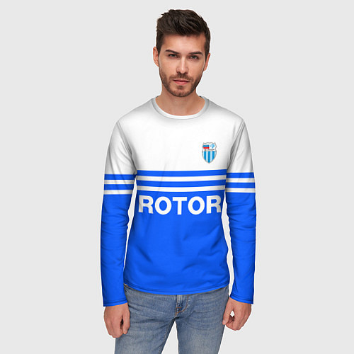 Мужской лонгслив ФК Ротор - синии линии / 3D-принт – фото 3