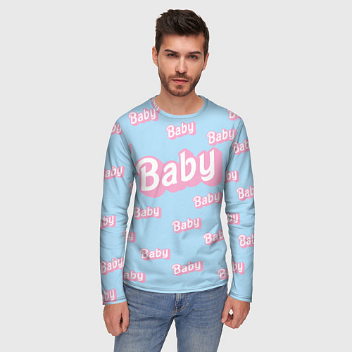 Мужской лонгслив Baby - Barbie style: blue pattern / 3D-принт – фото 3
