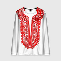 Лонгслив мужской Красная славянская вышиванка, цвет: 3D-принт