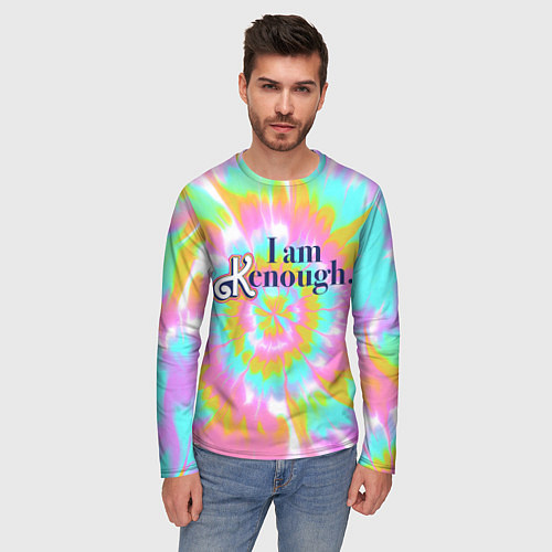 Мужской лонгслив I am Kenough - retro tie-dye / 3D-принт – фото 3