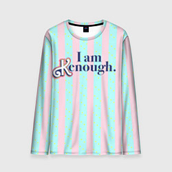 Лонгслив мужской I am Kenough - фраза и костюм Кена в полоску, цвет: 3D-принт