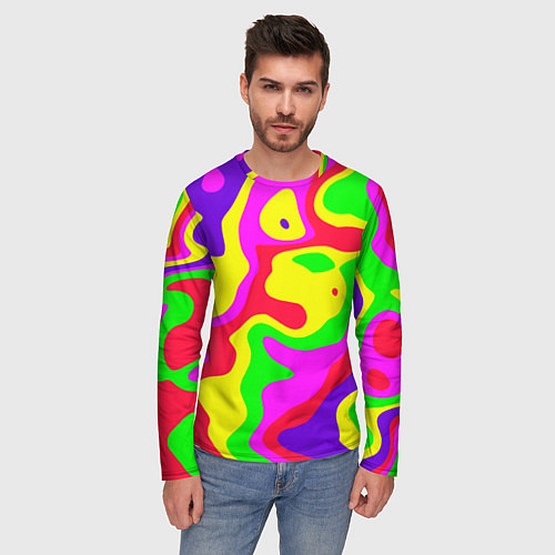 Мужской лонгслив Абстракция пять цветов / 3D-принт – фото 3