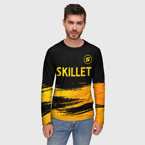 Мужской лонгслив Skillet - gold gradient: символ сверху / 3D-принт – фото 3