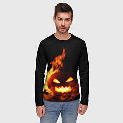 Лонгслив мужской Тыква в огне, цвет: 3D-принт — фото 2