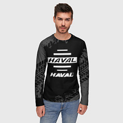 Лонгслив мужской Haval speed на темном фоне со следами шин, цвет: 3D-принт — фото 2