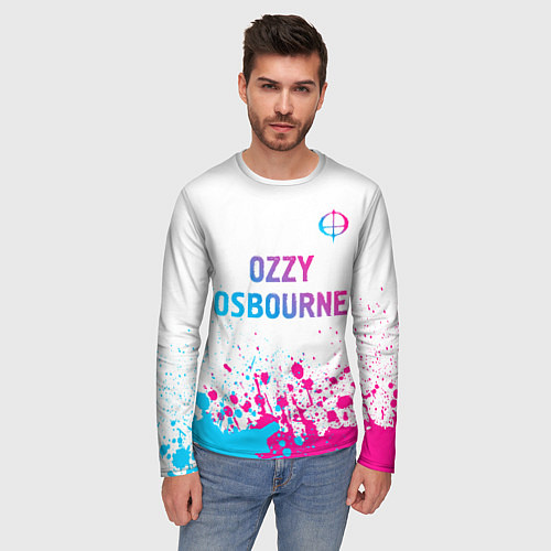 Мужской лонгслив Ozzy Osbourne neon gradient style: символ сверху / 3D-принт – фото 3