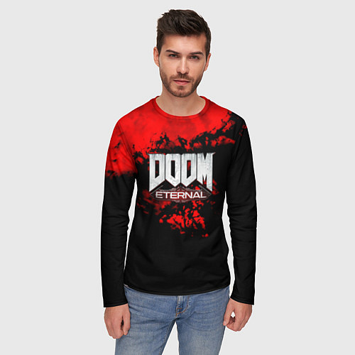 Мужской лонгслив Doom blood game / 3D-принт – фото 3