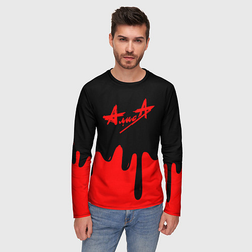 Мужской лонгслив Алиса рок группа краски / 3D-принт – фото 3