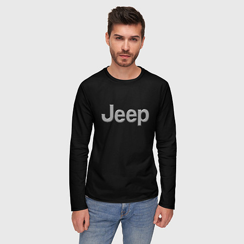 Мужской лонгслив Jeep silver / 3D-принт – фото 3