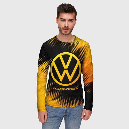 Мужской лонгслив Volkswagen - gold gradient / 3D-принт – фото 3