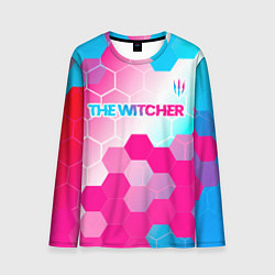 Лонгслив мужской The Witcher neon gradient style: символ сверху, цвет: 3D-принт