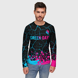 Лонгслив мужской Green Day - neon gradient: символ сверху, цвет: 3D-принт — фото 2