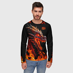 Лонгслив мужской Огненный дракон 2024 год, цвет: 3D-принт — фото 2
