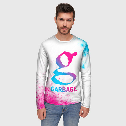 Мужской лонгслив Garbage neon gradient style / 3D-принт – фото 3