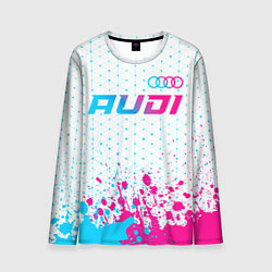 Лонгслив мужской Audi neon gradient style: символ сверху, цвет: 3D-принт