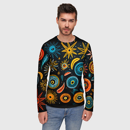 Мужской лонгслив Африканский узор - нейросеть / 3D-принт – фото 3