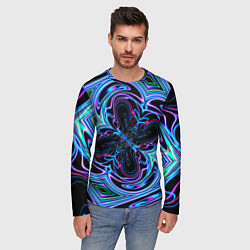 Лонгслив мужской Абстракция neon, цвет: 3D-принт — фото 2