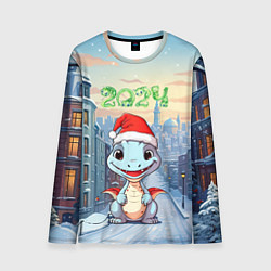 Лонгслив мужской Праздничный дракон 2024, цвет: 3D-принт