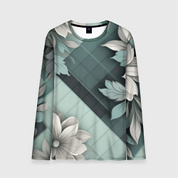 Лонгслив мужской Мятная клетка и цветы, цвет: 3D-принт
