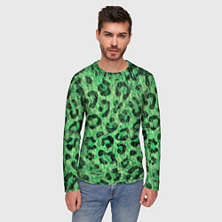 Лонгслив мужской Зелёный леопард паттерн, цвет: 3D-принт — фото 2