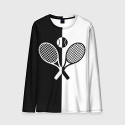 Лонгслив мужской Теннис - чёрно белое, цвет: 3D-принт