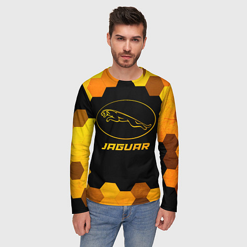 Мужской лонгслив Jaguar - gold gradient / 3D-принт – фото 3