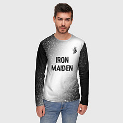 Лонгслив мужской Iron Maiden glitch на светлом фоне посередине, цвет: 3D-принт — фото 2