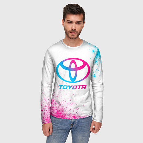 Мужской лонгслив Toyota neon gradient style / 3D-принт – фото 3
