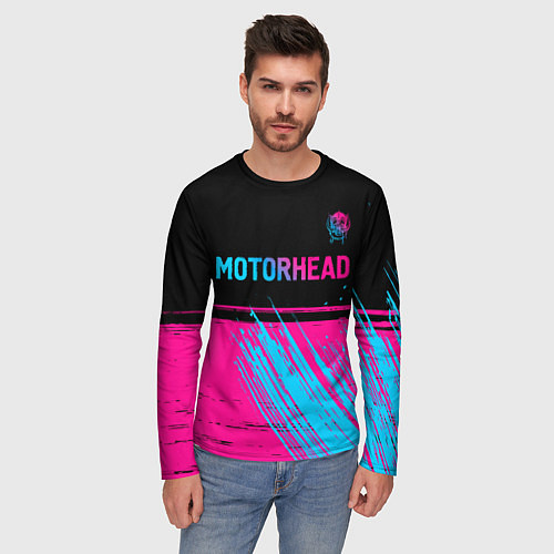 Мужской лонгслив Motorhead - neon gradient посередине / 3D-принт – фото 3