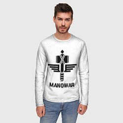Лонгслив мужской Manowar glitch на светлом фоне, цвет: 3D-принт — фото 2