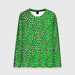 Лонгслив мужской Белые пузырьки на зелёном фоне, цвет: 3D-принт