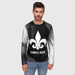 Лонгслив мужской Saints Row glitch на темном фоне, цвет: 3D-принт — фото 2