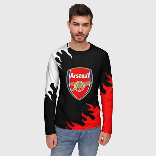 Мужской лонгслив Arsenal fc flame / 3D-принт – фото 3