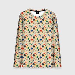 Лонгслив мужской Разноцветные ёлочные игрушки, цвет: 3D-принт