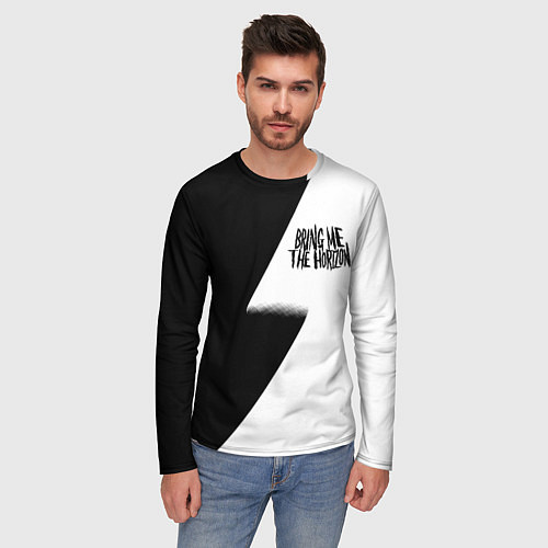 Мужской лонгслив Bring me the horizon black steel / 3D-принт – фото 3
