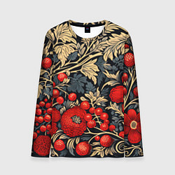 Мужской лонгслив Новогодние ягодки и узоры