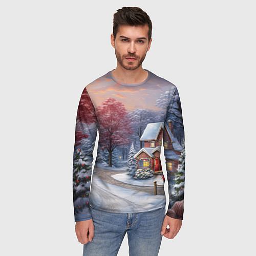 Мужской лонгслив Волшебство зимней природы / 3D-принт – фото 3