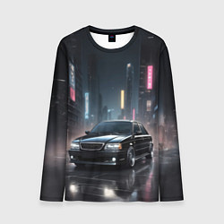 Лонгслив мужской Черный автомобиль в ночном городе, цвет: 3D-принт